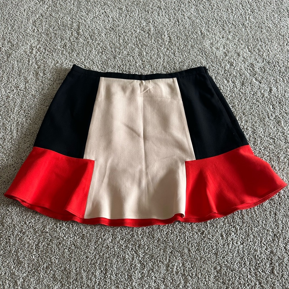 Zara red black and tan skirt